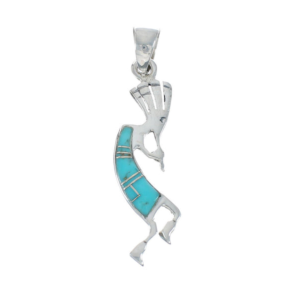 Sterling Silver Turquoise Inlay Kokopelli Pendant JX129976